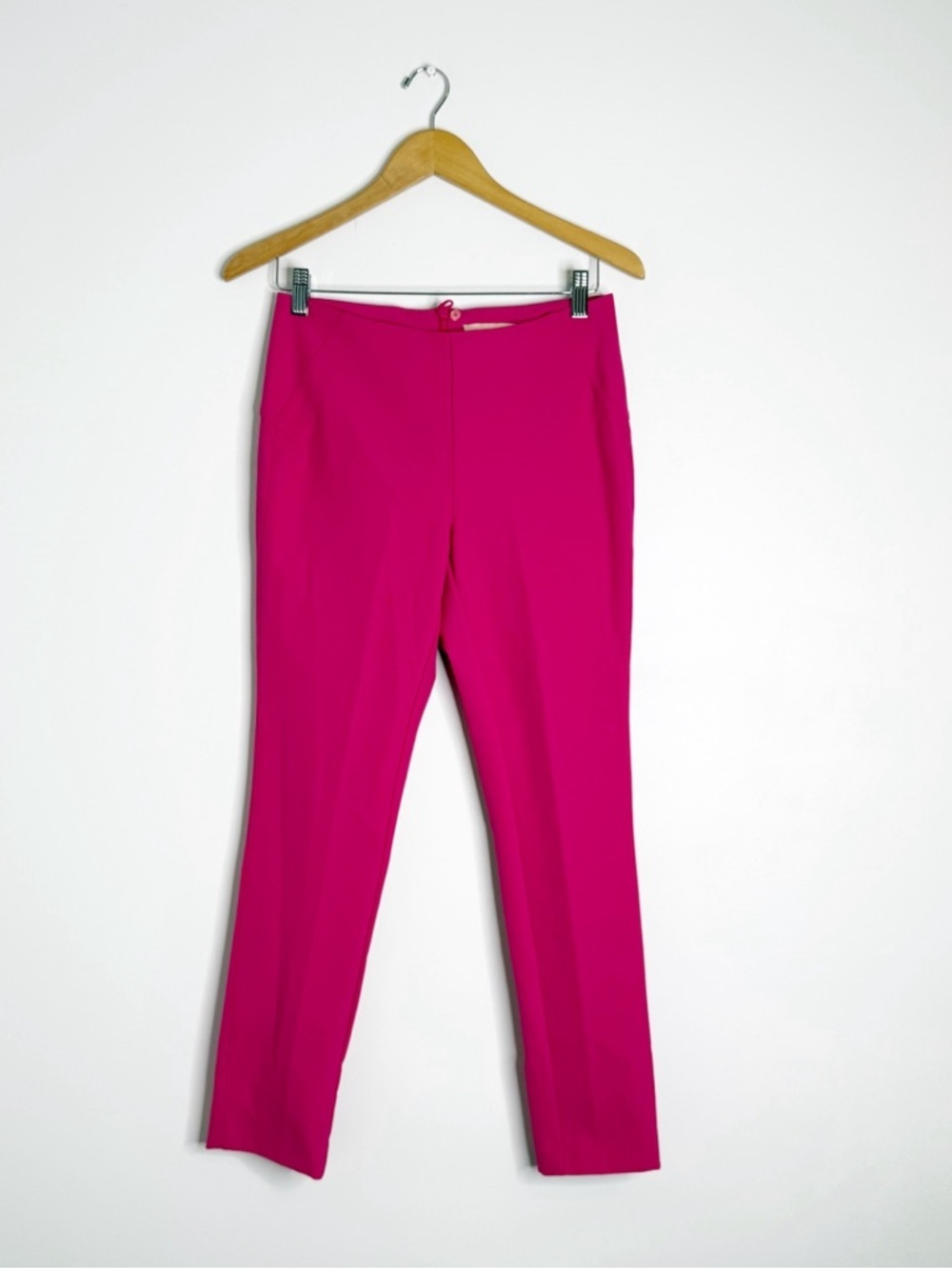 Chico’s Black Label Pink Slim Leg Pants Size 4 High Rise Trouser Center Zip